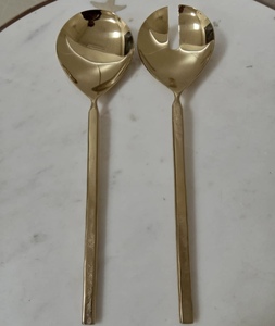 ชุดช้อนส้อมสแตนเลสชุบทองคุณภาพพรีเมียม สำหรับเสิร์ฟสลัด อุปกรณ์ครัว ช้อนส้อมสำหรับเสิร์ฟสลัด ชุดช้อนส้อมบนโต๊ะอาหาร - Product Image 6