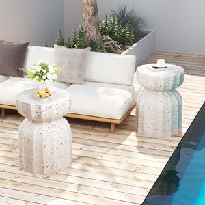 Set di Tavolini da Caffè Resistenti da 13 Pollici in Cemento MgO, Design Moderno, Impermeabili per Interni/Esterni, per Patio e Giardino - Product Image 3