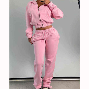 Women's Grey Hoodies and Crop Top with Wide Leg Pants Tracksuits <b>Set</b> Comfortable Athleisure <b>Loungewear</b> Stylish Outfit - Product Image 1