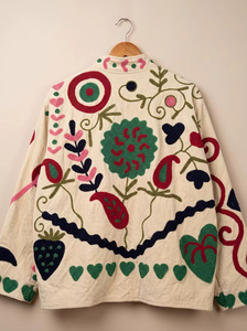 Chaqueta Bomber Suzani Hecha a Mano MONIT MARKETING, Bordada a Mano con Diseño Floral Boho, 100% Algodón Transpirable, Otoño Invierno - Product Image 5