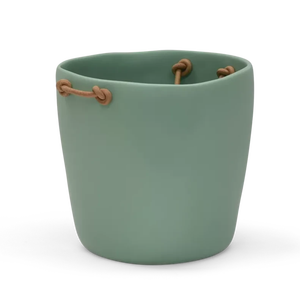 Cubo de Hielo de Resina Blanca de Alta Calidad con Diseño Ondulado, Asas de Cuero Anudadas, Recipientes Blancos para Botellas de Champán de la India - Product Image 1