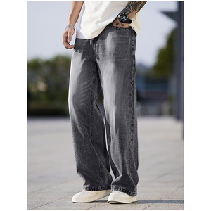 Jeans baggy pour hommes, mode hip-hop, coupe ample, denim délavé, pantalon décontracté - Product Image 3