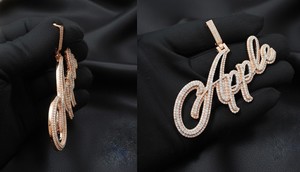 Colgante de Letra de Plata de Ley 925 Bicolor con Moissanita VVS, Estilo Hip Hop Iced Out, Dijes Personalizados con Iniciales y Nombres - Product Image 3