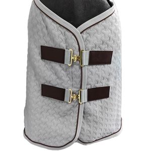 Couverture matelassée rose pour cheval, forme en U, avec grande rabat de queue et attaches en laiton, pour usage extérieur - Product Image 6