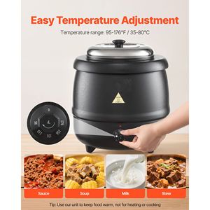 Scaldavivande Elettrico Commerciale 10QT in Acciaio Inox 304 con Pentola Interna Rimovibile, Attrezzatura per Mantenere Caldo 95~176°C - Product Image 4