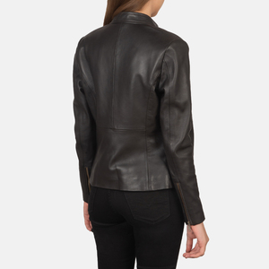 Wholesale Genuine Napa Leather Women's Cropped Biker Jacket Gothic <b>Black</b> <b>Bolero</b> <b>Shrug</b> Slim OEM ODM Women's Genuine Cowhide - Product Image 4