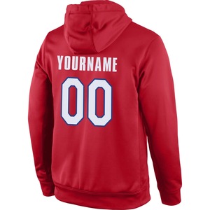 Sweat-shirt à capuche sport personnalisé blanc-bleu roi, imprimé 3D en relief, épais, pour homme, vente en gros, collection printemps - Product Image 6