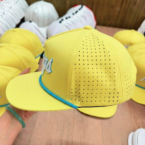 Custom Embroidery Logo 5 Panel <b>Flat</b> Brim Waterproof Fabric Laser Cut Hole Snapback <b>Cap</b> And Hat Outdoor Sport For <b>Man</b> And Women - Product Image 4