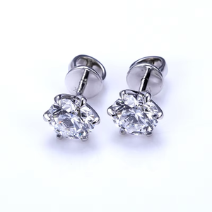 Pendientes de Diamantes de Oro Blanco para Mujer, Corte Brillante Redondo, Color G, Estilo Clásico, Joyería para Boda - Product Image 4