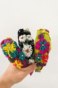 ที่คาดผมเบาะกำมะหยี่สีดำลูกปัดหลายสีปักลายดอกไม้ห่วงใส่ผมแฟชั่นทำมือสำหรับงานปาร์ตี้ - Product Image 5