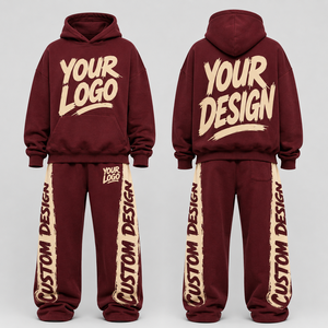 Custom Embroidered Logo Ribbed Collar Kangaroo Pocket Heavy Fleece <b>Sweatsuit</b> Set Plush Fleece Fabric <b>For</b> <b>Women</b> Winter Label - Product Image 5