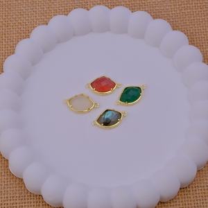 Quartz cerise fait à la main pierre précieuse fantaisie plaqué or texturé lunette Double connecteur fabrication de bijoux à bricoler soi-même et bracelets - Product Image 6