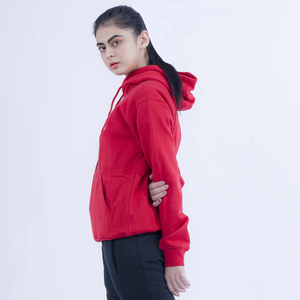 Women’s Classic Red & Black Pullover Hoodie Premium Cotton <b>Blend</b> Hoodie for Women Oversized Casual Hoodie Sweatshirt - Product Image 2