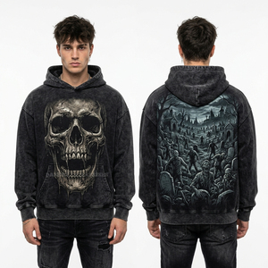 Sweat à capuche tie-dye jaune et noir avec imprimé graphique « Déchets toxiques », style radioactif, streetwear pour homme, pull en molleton délavé à l'acide personnalisé - Product Image 6