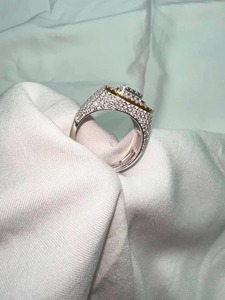 Iced Out Pavé <b>Ring</b> 14K Gold Baguette & Round Cut Simulated Diamond <b>Ring</b> <b>Statement</b> Hip Hop Jewelry Bold Designer <b>Ring</b> - Product Image 3