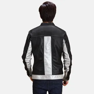 Randolf <b>Silver</b> Black Leather Waterproof Men's Winter Biker <b>Jacket</b> - Product Image 3