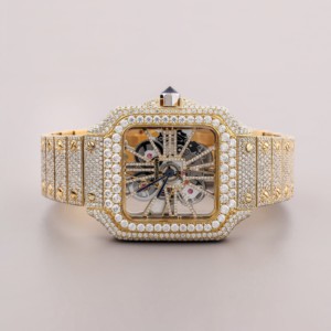 Montre à lunette sertie de diamants très demandée pour hommes, en acier inoxydable, automatique, de luxe, avec boîte cadeau incluse, disponible à bon prix - Product Image 4