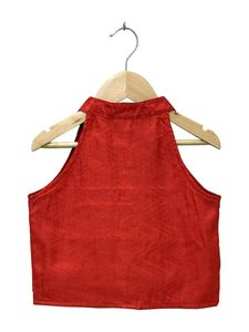 Top sin mangas tejido Twisha con lehenga estampada - Rojo y Verde - Product Image 4