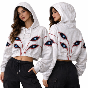 Sudadera con capucha para mujer, bordada con gráfico de ojo, de algodón suave y felpa, oversize, estilo Y2K, streetwear, pullover, ecológica, con MOQ bajo - Product Image 6