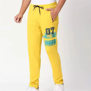 Pantalon de survêtement jaune pour homme avec imprimé 07, taille élastique, fermeture à cordon, style décontracté, tissu en coton, design respirant - Product Image 1