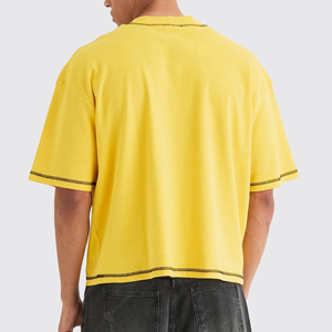 Camiseta de Verano para Hombre, Estilo Casual Urbano, de Algodón, Holgada, con Bolsillo, Cuello Redondo, Manga Corta y Costuras en Contraste, Tallas Grandes, a la Moda - Product Image 6