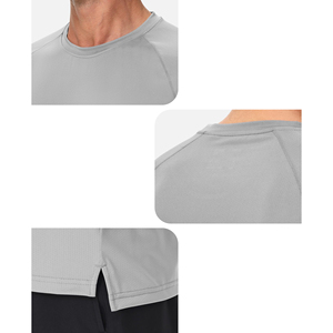 Camiseta de Manga Corta para Hombre, Cuello Redondo, Ajuste Slim, Secado Rápido, Color Gris, Largo Regular, Tejido de Poliéster, Estilo Casual - Product Image 2