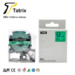 Tatrix SC12GW LC-4GBP 12mm שחור על ירוק תואם תווית קלטת מחסנית עבור Epson תווית מדפסת LW-400 LW-K400