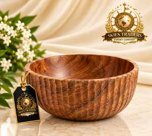 Bol à salade en bois foncé, artisanal, rond, en bois d'acacia, pour servir les fruits, vaisselle - Product Image 6