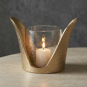 Portavelas Decorativo de Estilo Antiguo Dorado Irregular con Inserto de Vidrio Resistente al Calor para Decoración del Hogar - Product Image 4
