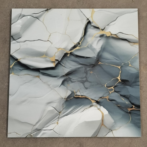 Baldosas de porcelana para suelo Teranga Cloud Gold de 60x60 cm, diseño contemporáneo brillante para baño, 600 mm x 600 mm - Product Image 3
