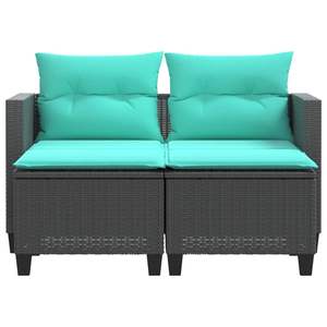 Sofá de Jardín de Ratán PE Negro y Azul, Muebles de Exterior Elegantes de Acero con Recubrimiento en Polvo y Tela - Product Image 4