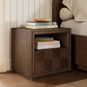 Table de chevet moderne Kimberly en teck massif avec 1 tiroir, finition brun foncé, mobilier de chambre de haute qualité pour usage intérieur - Product Image 6