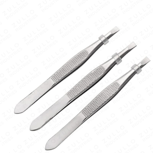 3 Piece Stainless Steel Slanted Eyebrow Tweezers Set Stripe Grip Custom Color Precision Brow Shaping <b>Tool</b> Custom Logo - Product Image 5