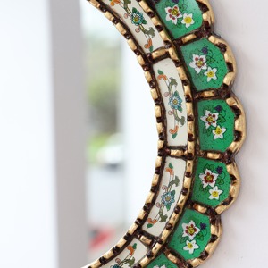 Hand Painted Reverse Glass Wall Mirror Emerald Green Antique Gold Contemporary Design Smooth Edge Wedding Diwali REHMAN CRAFT - Product Image 2