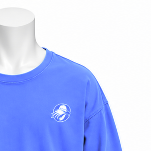 Camiseta de Manga Larga Azul Rey Invertido, Estilo Oversize, Algodón Lavado, Hombros Caídos, Casual, Streetwear, Unisex, Top de Moda - Product Image 5