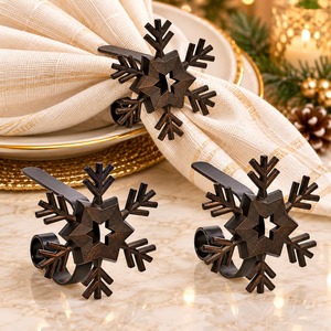 Juego de Anillos de Servilleta Navideños de Metal Decorativos de Lujo con Decoración Festiva para la Mesa de Comedor, Elegante Juego de Decoración para Fiestas de Temporada - Product Image 1