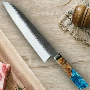 Couteau de chef japonais en acier à haute teneur en carbone, 8-9,9 pouces, manche en résine forgé à la main, lame en acier au carbone forgé à la main, couteau de cuisine ambidextre - Product Image 5