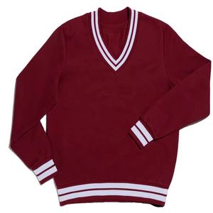 Pull à col en V pour homme avec fermeture boutonnée recouverte, logo frontal, tricot respirant en laine/acrylique, couleur et taille personnalisables - Product Image 1