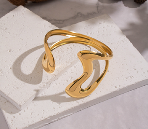 18K Real <b>Gold</b> <b>Plated</b> Stainless Steel <b>Bangle</b> for Women Heart Shape PVD Coated Hypoallergenic Jewelry 29g - Product Image 6