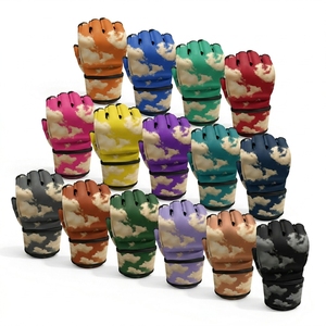 Guantes de MMA de Cuero con Cierre de Cordones, Protección para las Manos en Artes Marciales, Secado Rápido, Entrenamiento Deportivo, Kickboxing, Sparring, Sin Dedos - Product Image 1