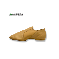 Sepatu Jazz Slip-on Kulit Sapi Cokelat Bagian Atas Suede/Outsole EVA Desain Sol Terpisah Lapisan Katun Profil Rendah Unisex Dewasa AJ536