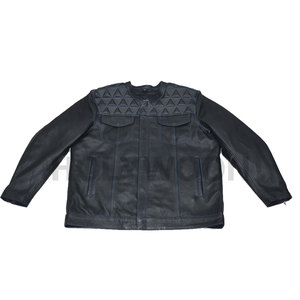 Chaqueta de Motociclista HOLYWOON de Cuero Genuino Vintage para Hombre, Negra, Resistente al Viento, Estilo Urbano, Cuello Alto, Logotipo Frontal, Último Diseño - Product Image 4