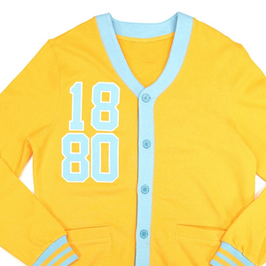 Cardigan personnalisé pour femme, col rond, manches longues, style preppy, motif floral, logo lettre sur le devant, poches, en polyester tricoté, pour l'hiver - Product Image 2