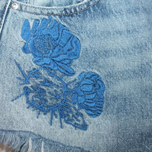 Shorts de mezclilla rectos de cintura alta ecológicos de verano para mujer, casuales, lavados, rasgados, ajustados - Product Image 5