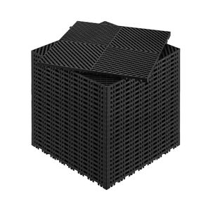 Tappetini Modulari a Incastro 15.7FT X 15.7FT 24pz Antiscivolo Neri in PP con Drenaggio, Pavimentazione in Plastica a Incastro - Product Image 1