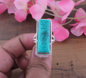 925 Sterling <b>Silver</b> Turquoise Classic Party <b>Ring</b> Wholesale Natural Gemstone <b>Statement</b> <b>Rings</b> - Product Image 1
