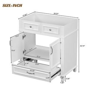 Mobile da Bagno con Struttura in Legno Massello e Ante con Chiusura Ammortizzata, Top da 30 Pollici, Eleganti Mobili da Bagno - Product Image 6