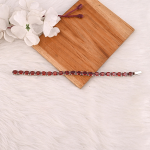 High Quality 925 Sterling Silver Garnet Tennis <b>Bracelet</b> Luxury Gemstone Jewelry for Unisex - Product Image 3