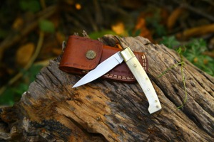 Pocket <b>Knife</b> Stainless Steel Straight Edge Drop Point Blade <b>Bone</b> <b>Handle</b> Folding EDC Camping Outdoor Industrial OEM - Product Image 4