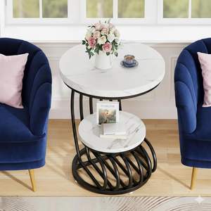 Traditional <b>Square</b> Metal Marble Antique Side <b>Table</b> Eco-Friendly Durable for Indoor Commercial Spaces Living Areas Coffee Service - Product Image 4